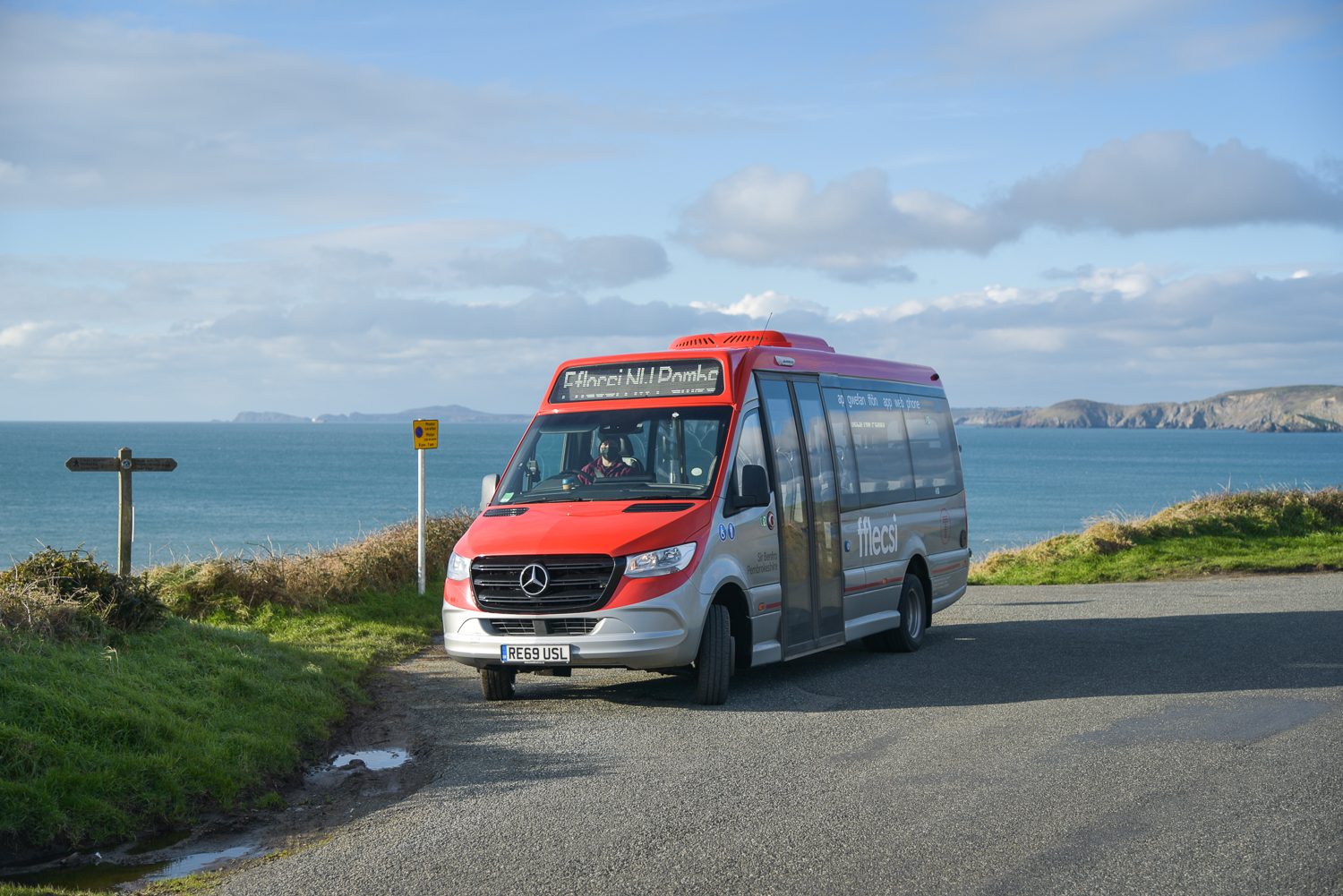 The Fflecsi Bus is ready to welcome passengers throughout Northwest Pembrokeshire